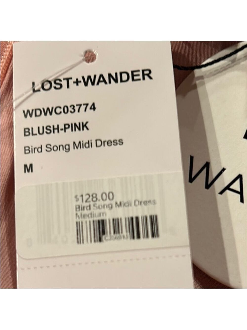NWT Lost & Wander Blush Pink Bird Song Midi Dress, Size Medium - Picture 10 of 11